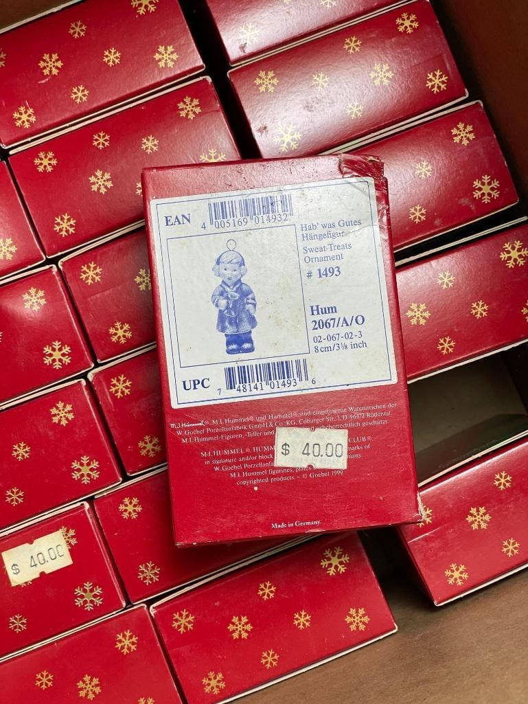 Goebel Hummel Christmas Ornament Lot: Hummel Christmas ornament lot Low Estimate: 50, High Estimate: 1000 This lot is from the Jack and Bette Lessard extensive Hummel Collection. Descriptions, titles, mold numbers, TMK numbers, and sizes