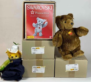 5 Piece Mixed Steiff Teddy Bear Lot
