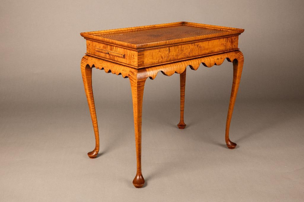 D. R. Dimes Boston tiger maple tea table (1 of 5)