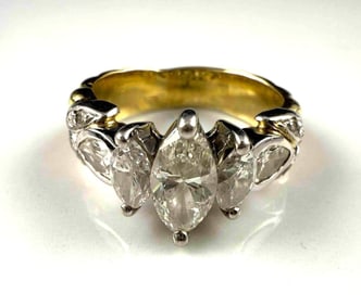 14k yellow Gold Cocktail Ring with Diamonds