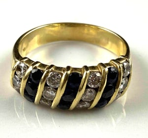 14k Yellow Gold Diamond and Onyx Ring