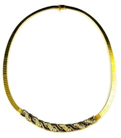 14k Yellow Gold Diamond and Blue Sapphire Necklace