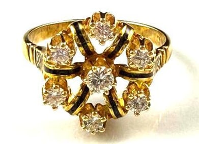 14k Yellow Gold Diamond Cluster Ring