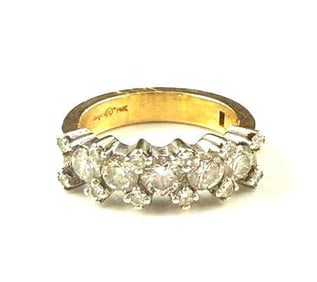 14k Yellow Gold Ring with One Half ct Diamond and Diamond Melees