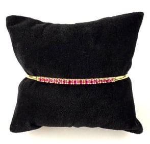 14k Yellow Gold Bracelet with Red Stones