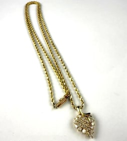 14k Yellow Gold Necklace with Leaf Pendant
