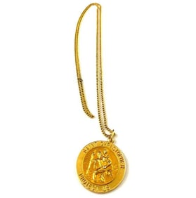 14k Gold Saint Christopher's Medal with Gold Chain