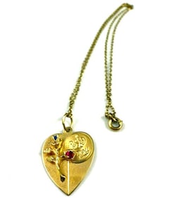 14k Gold Heart Shaped Pendant with Chain
