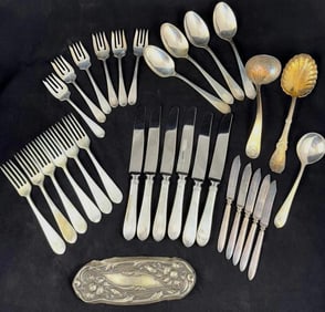 Partial Steiff Sterling Silver Flatware Set and Plated Pieces
