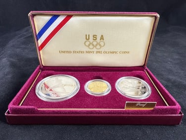 US Mint 1992 US Olympic Coin Proof with Gold Coin