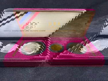 US Mint 1992 US Olympic Coin Proof with Gold Coin