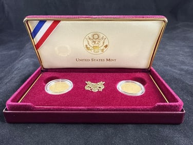 US Mint Franklin D. Roosevelt Commemorative Gold Proof and Uncirculated Coin Set