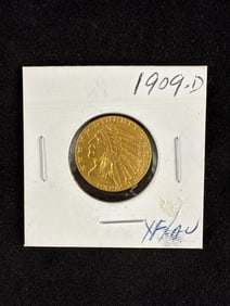 1909 D Five Dollar Gold Indian Head Coin