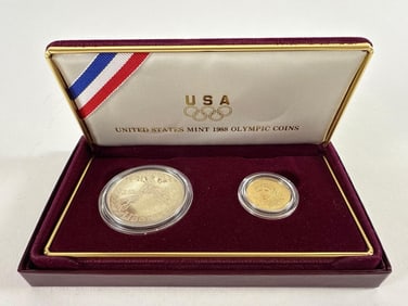 1988 Proof Silver Dollar and Gold Five Dollar Set