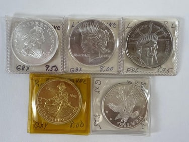 Five Silver Commerative Coins