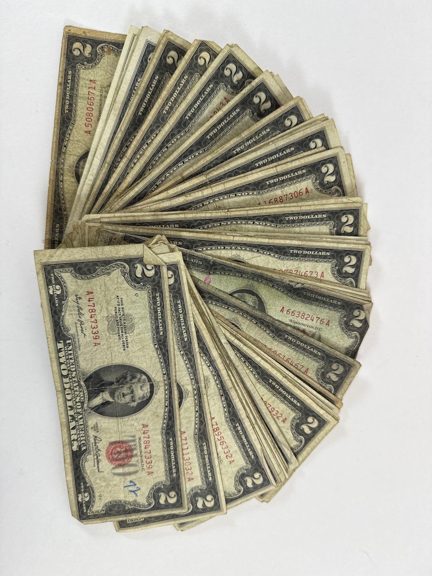 Seventy Five Two Dollar Red Seal Notes (1 of 5)