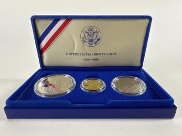 US Mint Liberty Gold, Silver and Half Dollar Set
