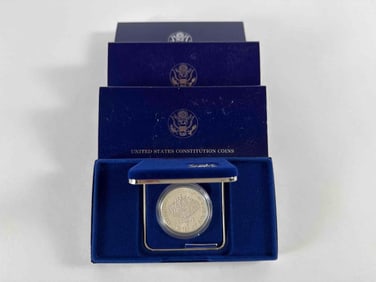 Four US Mint 1987 Constitution Silver Dollar Coins