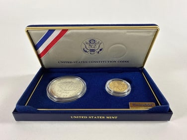 US Mint 1987 Constitution Silver and Gold Coins