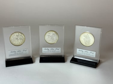 Three Franklin Mint Sterling Silver Proof Coins