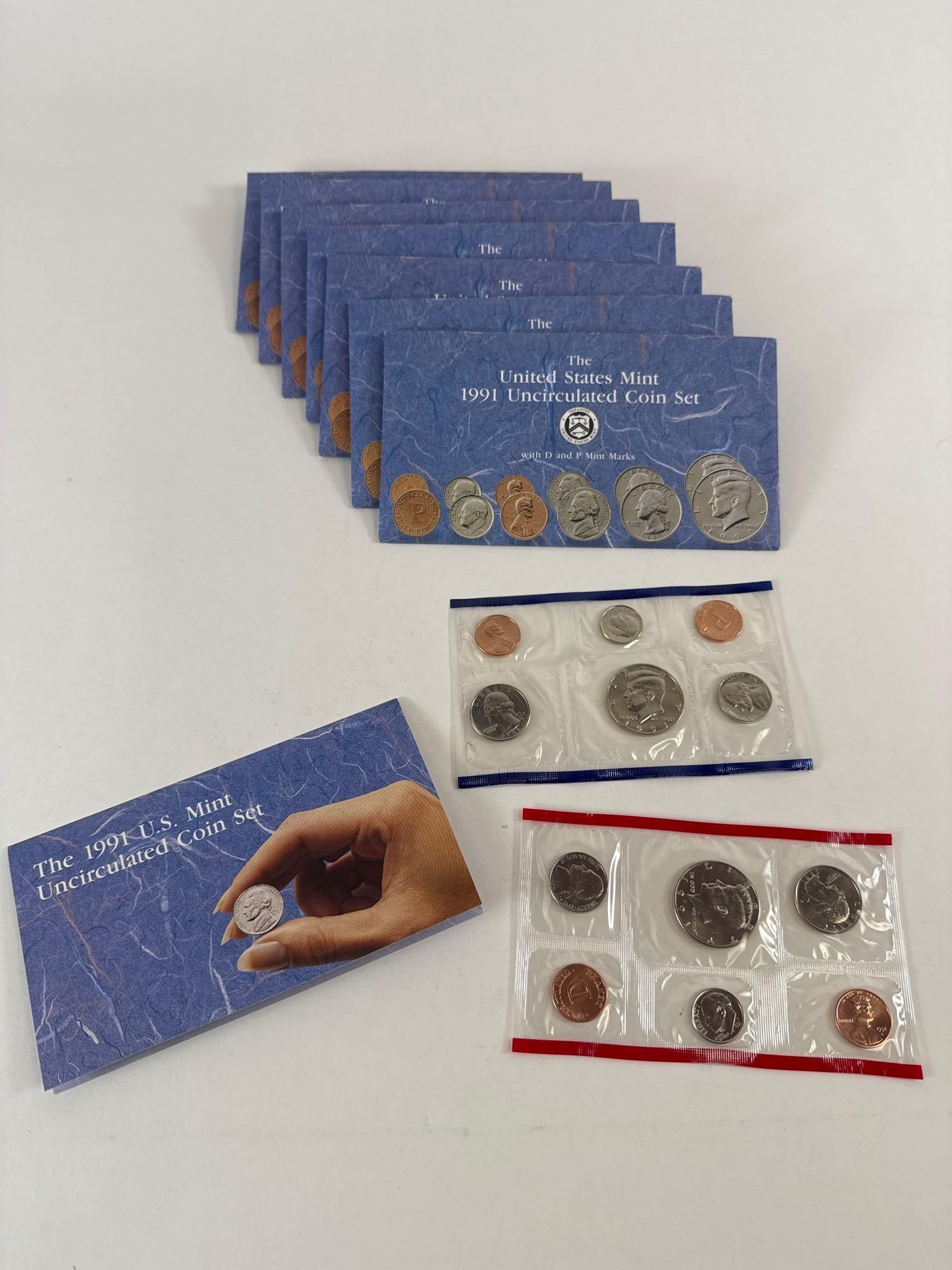 Eight US Mint Uncirculated Coin Sets (1 of 2)