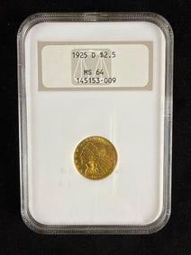 1925 D Two and a Half Dollar Gold Indian Head Coin