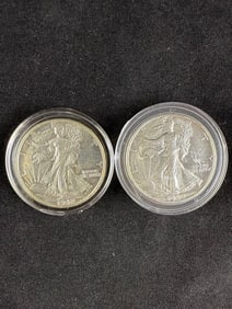 Two 1942 Silver Half Dollars
