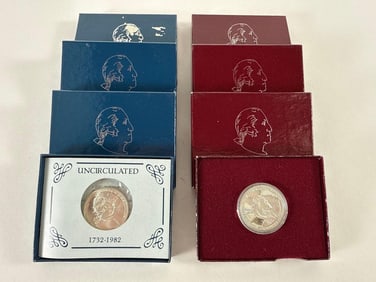 Eight Silver Half Dollars George Washington US Mint