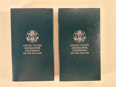 Two US Mint Eisenhower Centennial Silver Dollar Coins