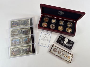 Statehood Two Dollar Bills, Proof Coins and Bradford Poe John Paull II Collection