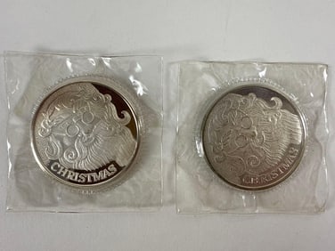 Two Christmas Silver Coins Santa for Someone Special