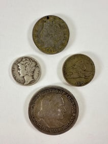 1893 Silver Columbian Exposition Half Dollar and Three Other Coins