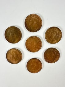 Seven 1937 Great Britain Pennies