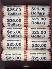 Ten Rolls of George Washington Golden Dollar Rolls