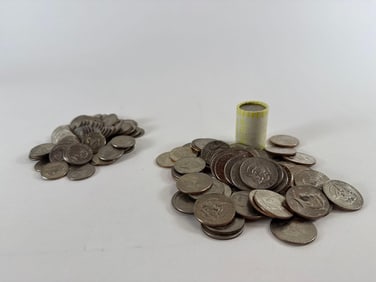 Seventy One Susan B. Anthony One Dollar Coins and Seventy Nine Half Dollar Coins