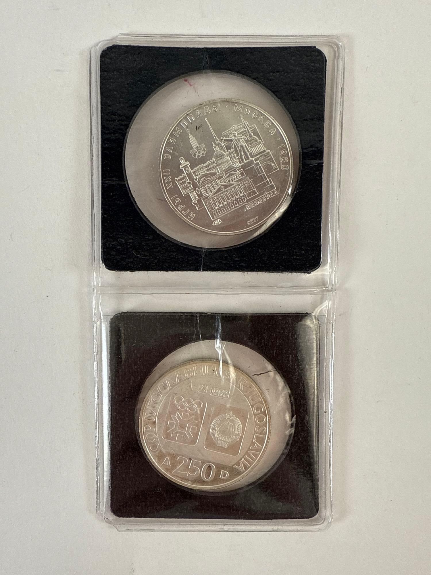 Twenty Five Silver Winter Olympic Coins, Radimlja Tombstone Coin, and Russian Five Rubles Coin (1 of 2)