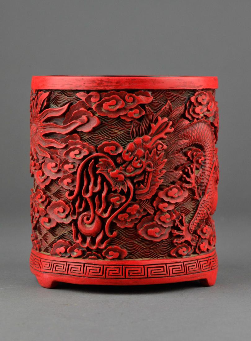 Chinese Carved Lacquer Bi Tong Brush Pot Kangxi (1 of 4)