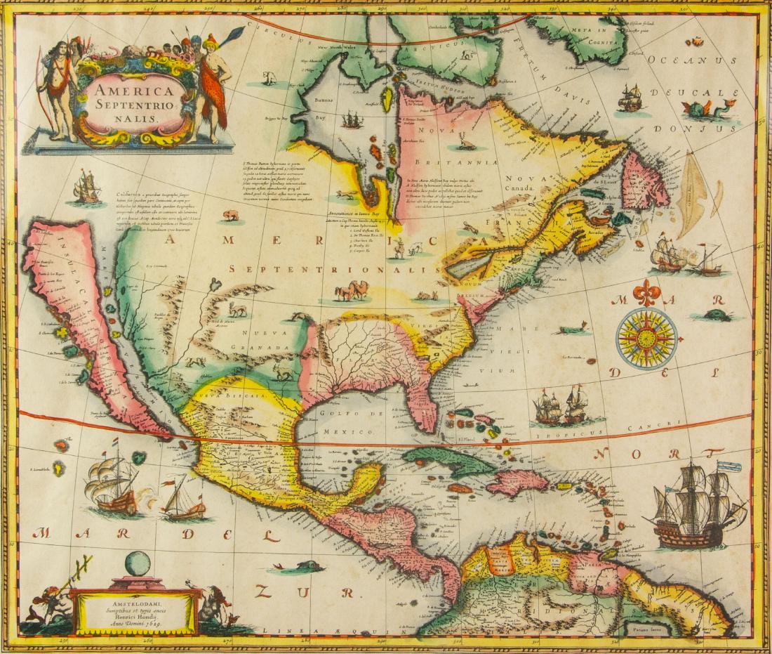 1629 Map America Septentrionalis Hand Colored (1 of 6)