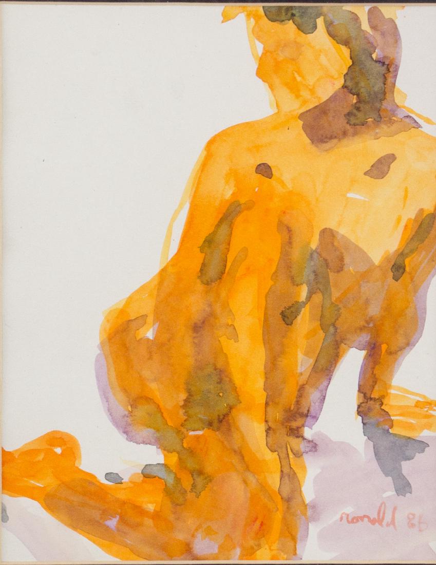 William Ronald 1926-1998 CanadianWatercolour Frame: Painting of nude woman; watercolour on paper; framed; signed William Ronald (1926-1998); Canadian artist, RCA; dated 1986; 9.5 inch x 7.5 inch
