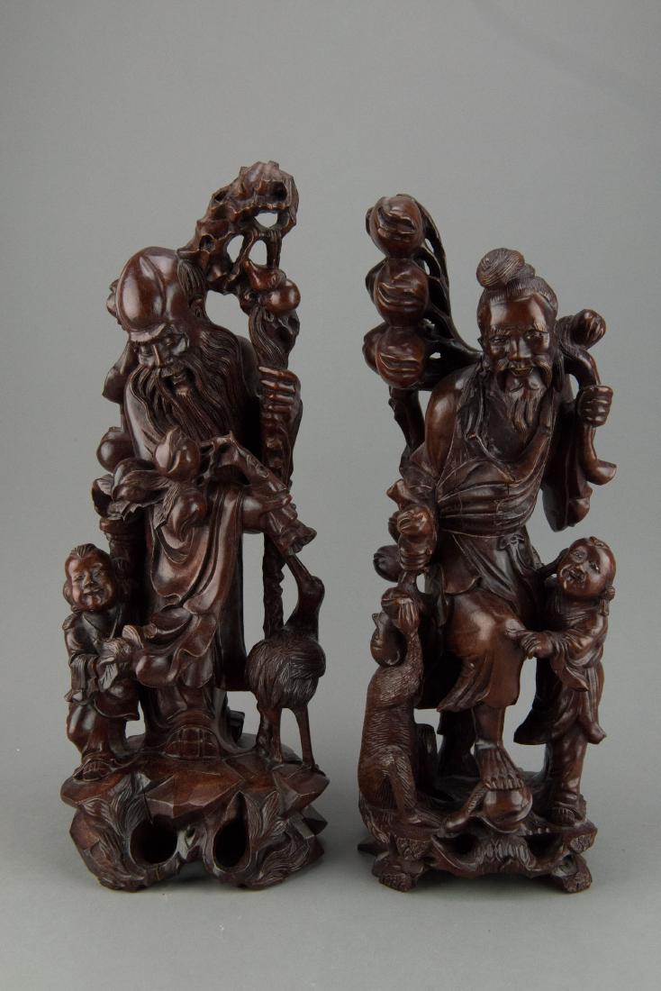 Pair of Chinese Wood Carved Immortals (1 of 2)