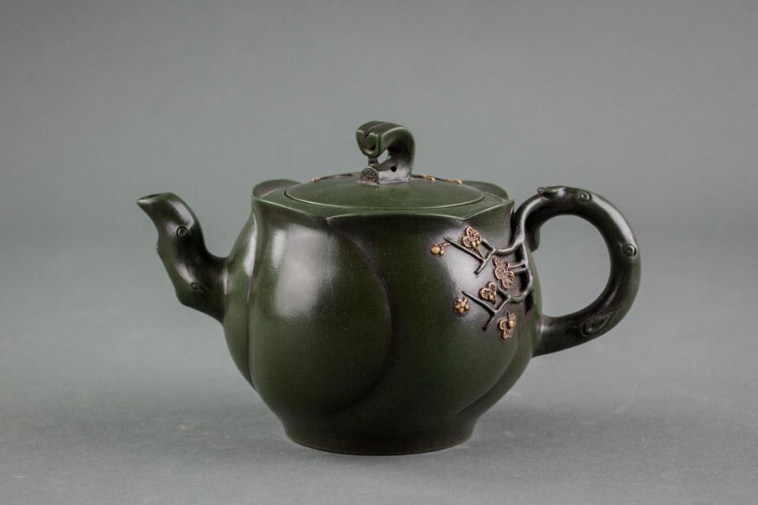 Chinese Fine Green Zisha Teapot with Artist Mark (1 of 5)