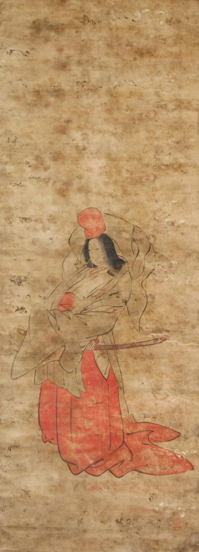 16-18 C Unknown Japanese Watercolour Scroll Signed (1 of 5)