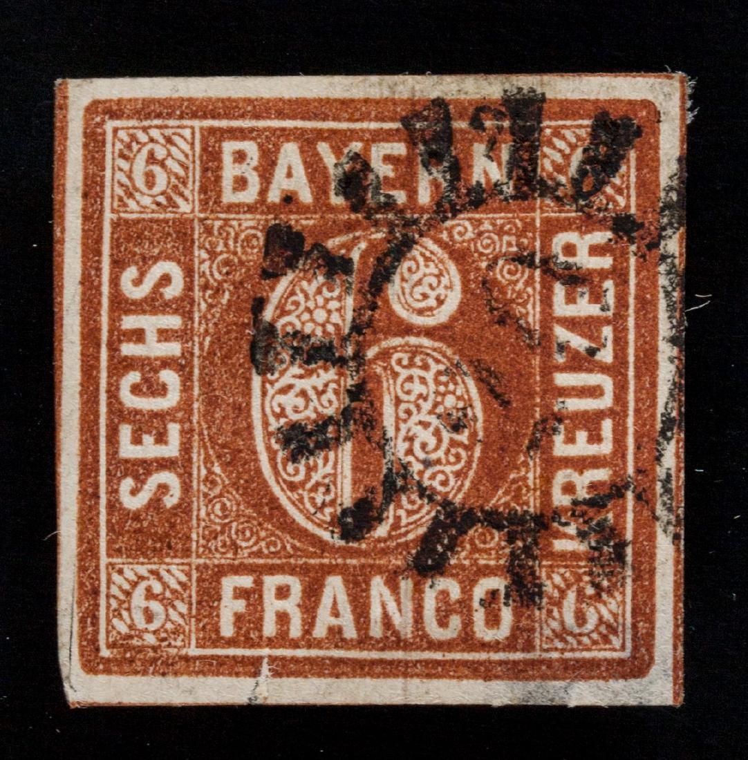 1850 Germany Bayern Franco 6 Kreuzer Stamp (1 of 2)