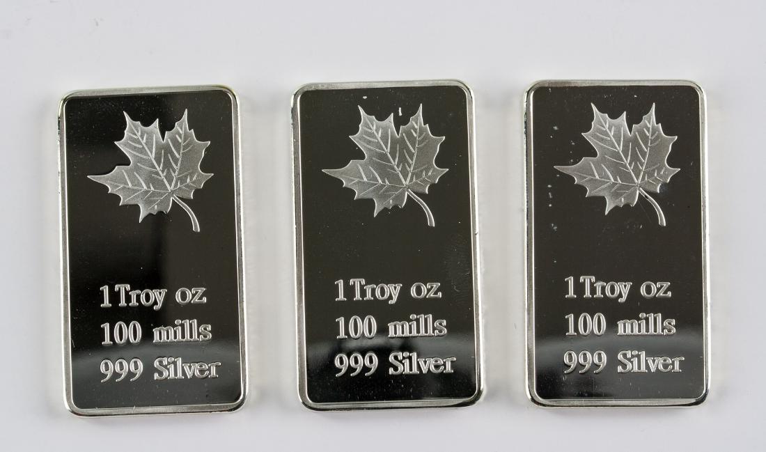 Three 1 Troy Ounce Fine Silver Bullion Bar Mint (1 of 5)