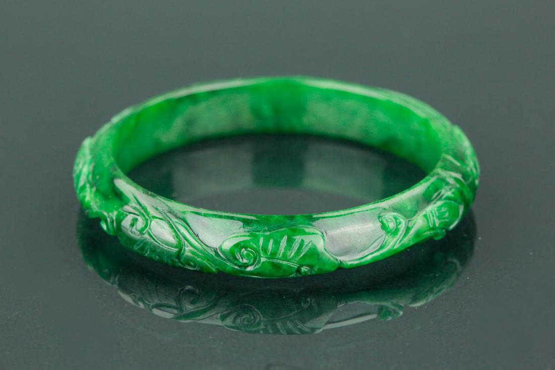 Chinese Jadeite Carved Bangle (1 of 5)