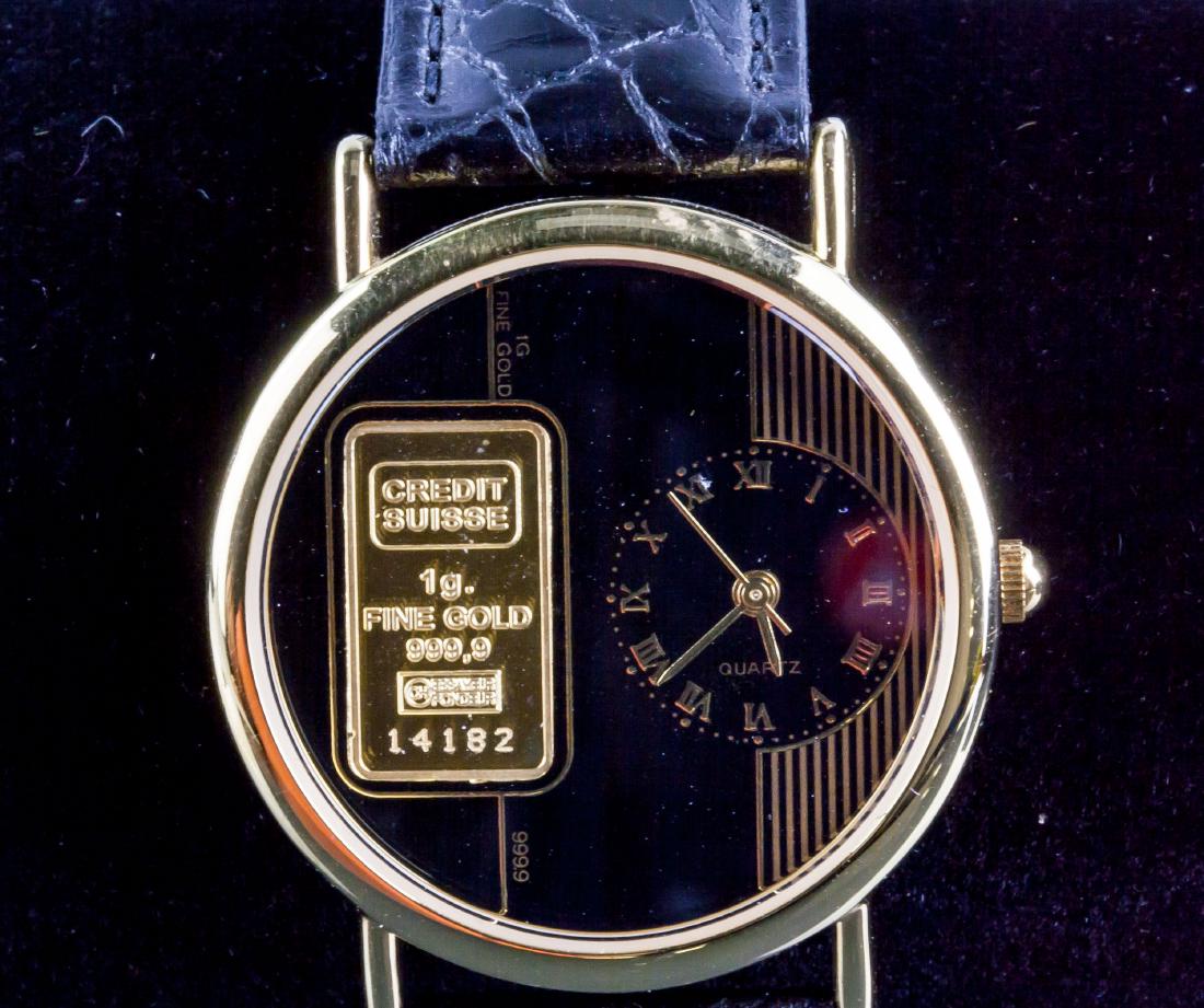 Swiss Ingot 1g Gold (9999) Dial 4 Diamond Watch w/ (1 of 8)