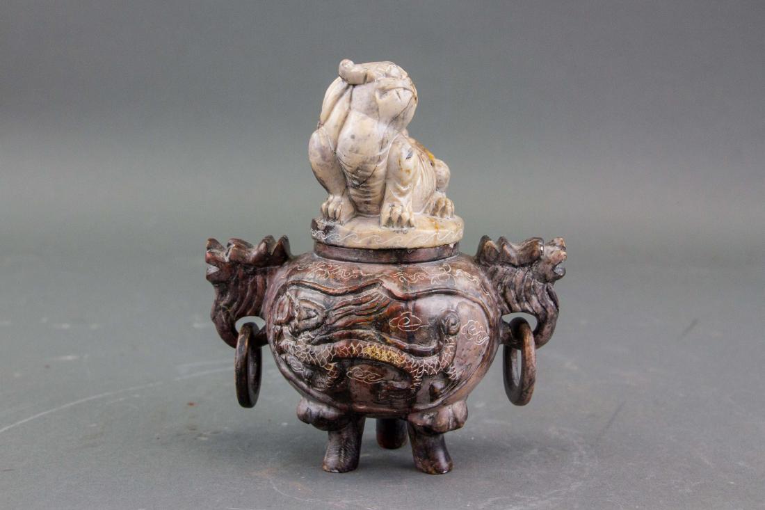 Chinese Hardstone Carved Dragon Tripod Censer (1 of 5)
