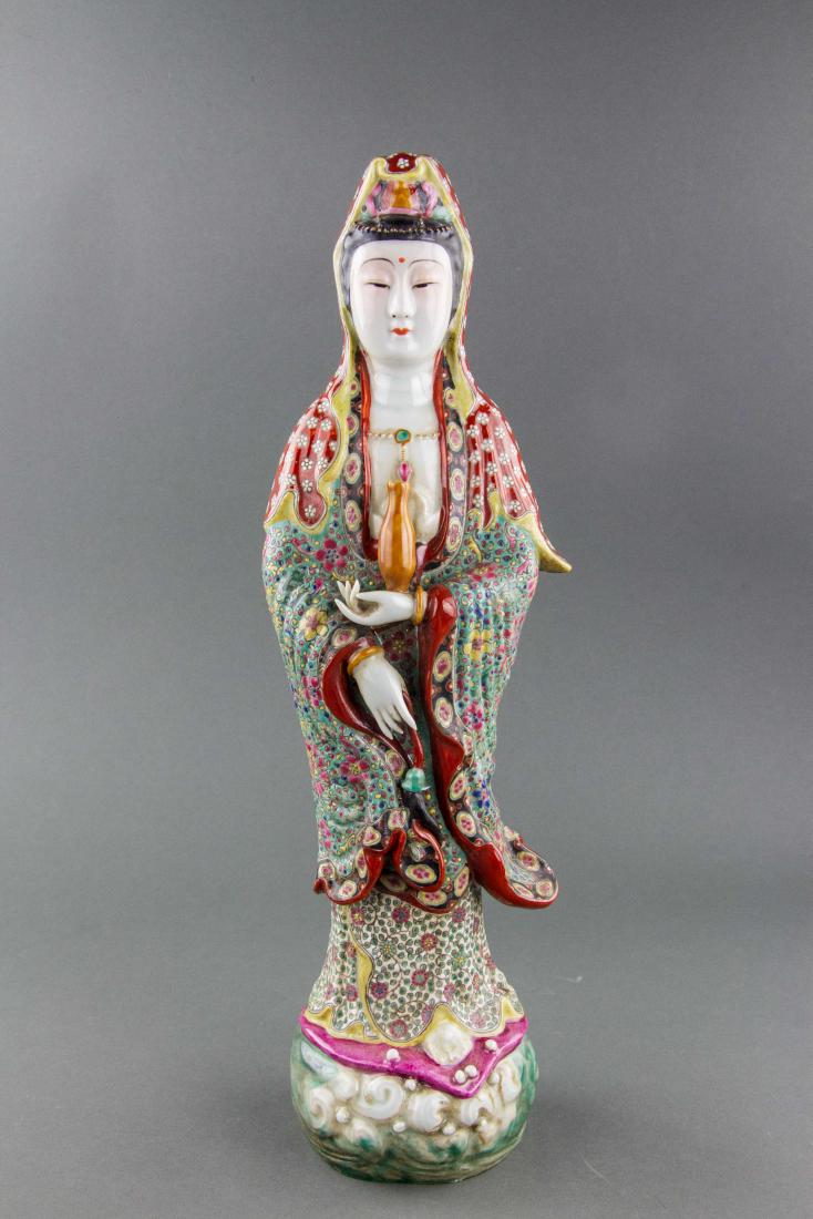 Chinese Porcelain Guanyin Statue Zeng Longsheng Mk (1 of 7)