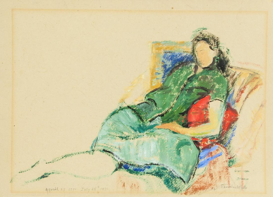 Franklin White 1892-1975 Australia Pastel Oil Lady (1 of 6)
