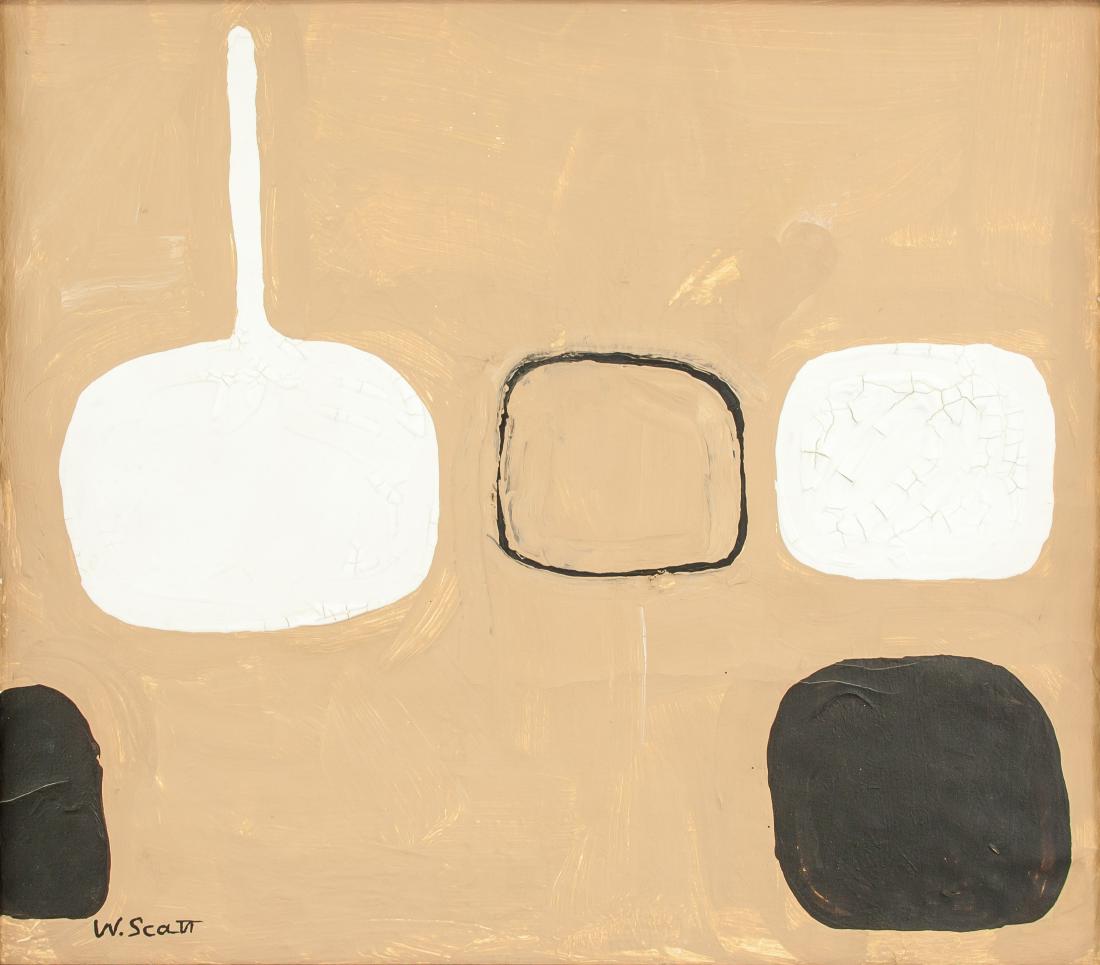 William Scott 1913-1989 British Oil Abstract: Oil on canvas abstract expressionist painting. Signed and attr. William Scott (British, 1913-1989) on lower left corner. 15 x 17 in. (38 x 43 cm.) William Scott was a Scottish-born British still-life